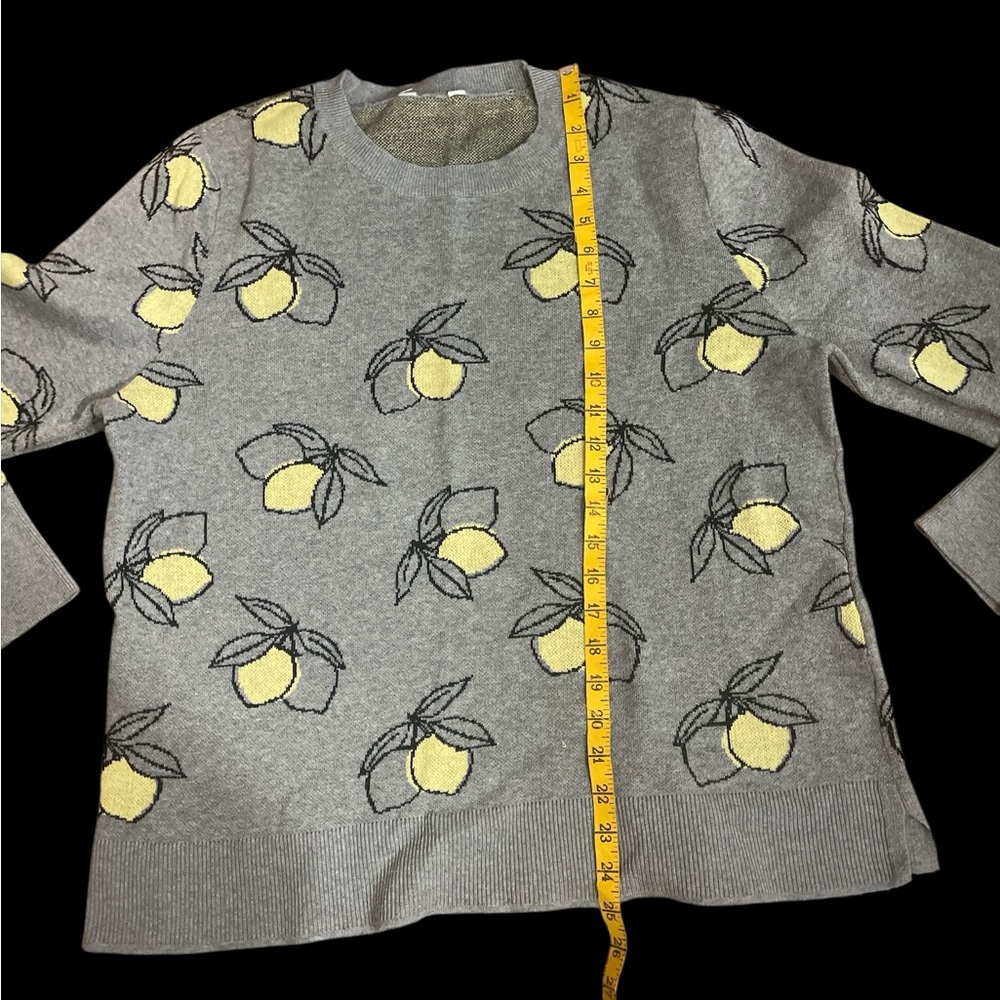 Vintage grey lemon print pull over sweater cottagecore coastal granny novelty - Picture 5 of 6